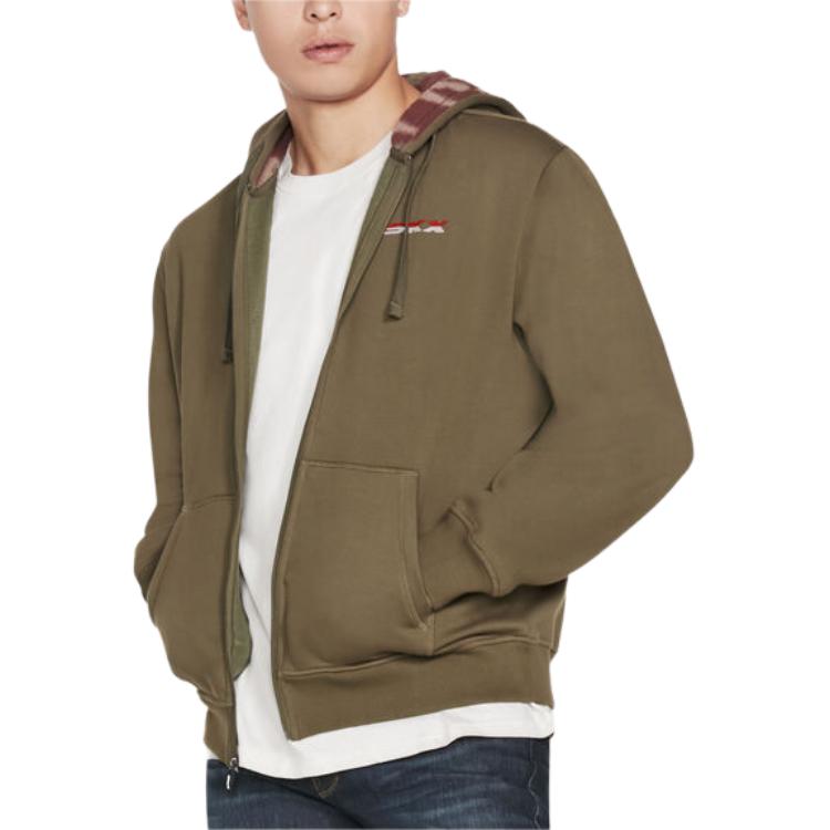 Skechers Sherpa Fleece Hoodie Jacket in Olive Green MJA145-OLV