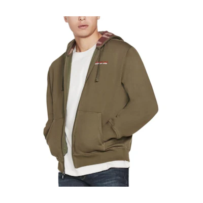 Skechers Sherpa Fleece Hoodie Jacket in Olive Green MJA145-OLV