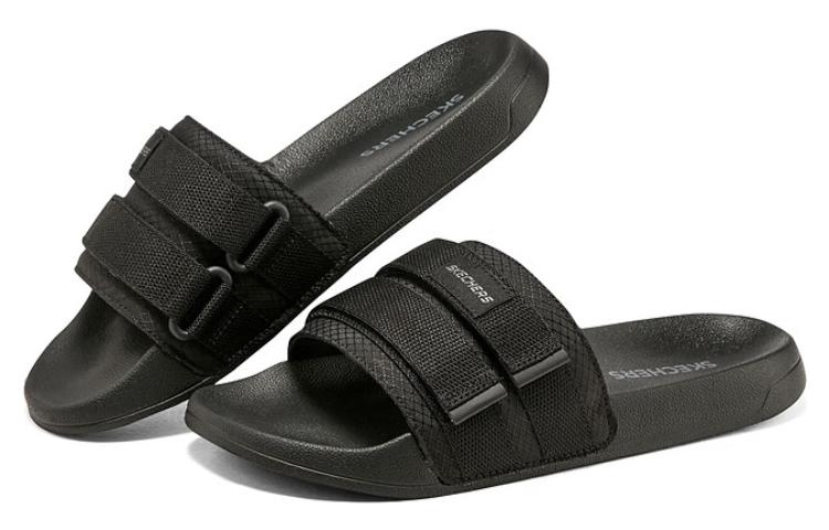 Lookbook Skechers Side Lines 2.0 防滑耐磨通風 運動拖鞋 男款 黑
