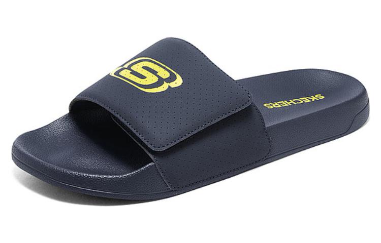 Lookbook Skechers Side Lines 2 防滑耐磨 運動拖鞋 男款 藍黃