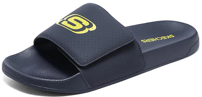 Skechers Side Lines 2 防滑耐磨 運動拖鞋 男款 藍黃 Lookbook Skechers Side Lines 2 防滑耐磨 運動拖鞋 男款 藍黃