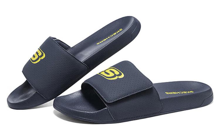 Shop Skechers Side Lines 2 防滑耐磨 運動拖鞋 男款 藍黃
