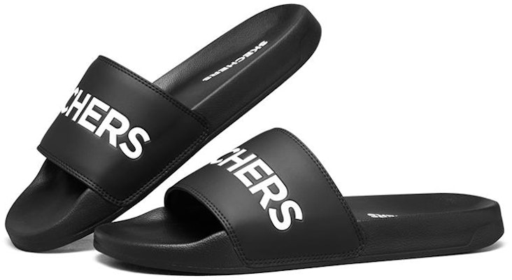 Skechers Side Lines 休閒拖鞋 純黑 Lookbook Skechers Side Lines 休閒拖鞋 純黑