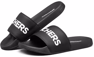 Lookbook Skechers Side Lines Lightweight Cozy Outdoor Sports Slippers Black 8790108-BLK