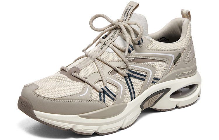 Lookbook Skechers 水杉 機能 防滑耐磨減震 低幫 生活休閒鞋 男款 米白