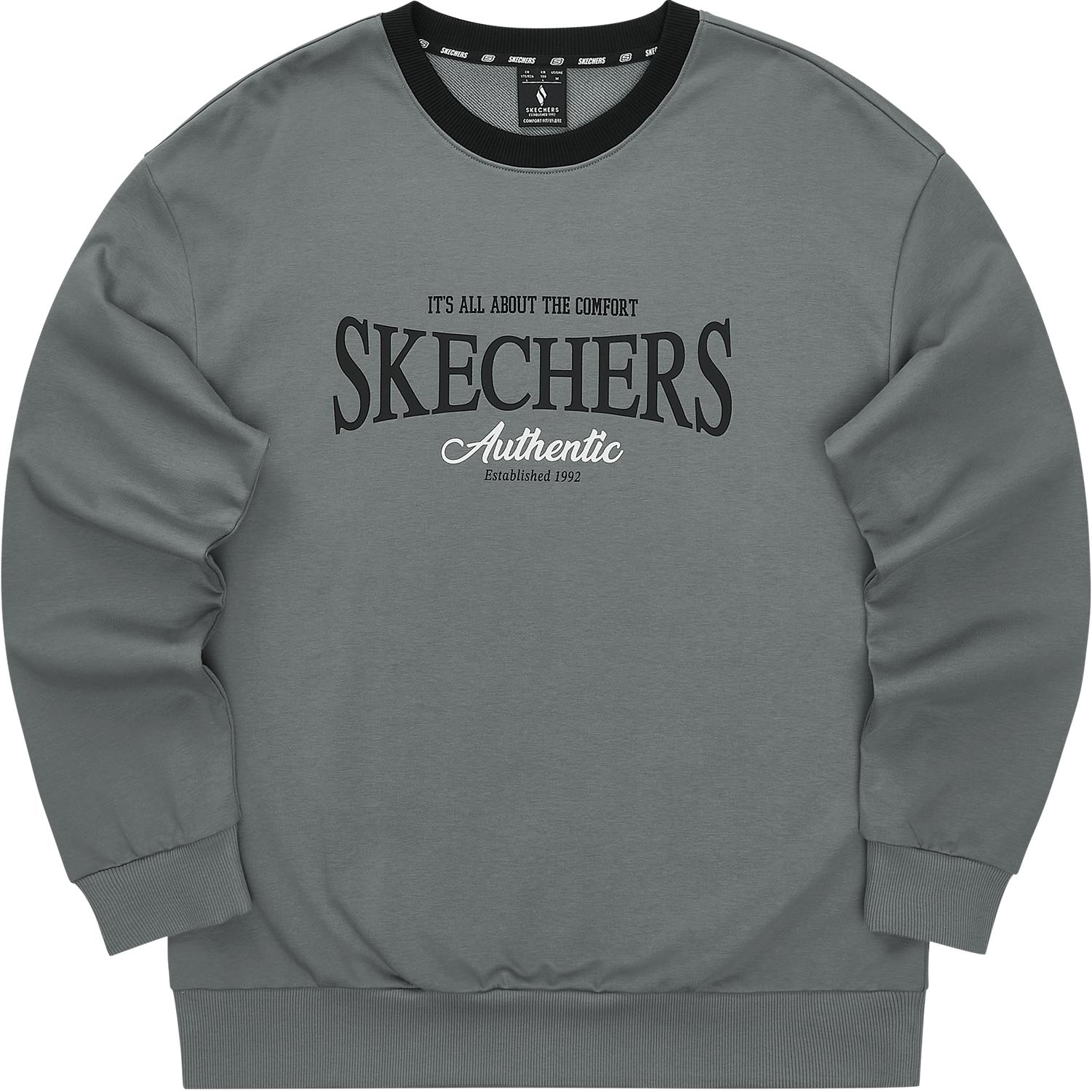 Skechers Soft Comfortable Letter Print Casual Long-Sleeve Sweatshirt Gray L324M049-040R