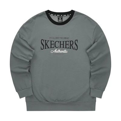 Skechers Soft Comfortable Letter Print Casual Long-Sleeve Sweatshirt Gray L324M049-040R