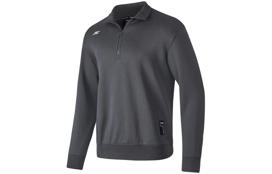 Skechers Solid Color Knit Pullover Sweatshirt Iron Gray/00C9 P423M140-00C9