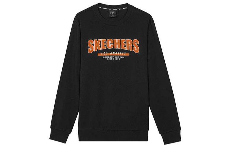 Skechers Solid Color Logo Print Crewneck Pullover Sweatshirt L321M196
