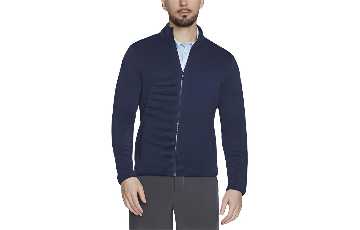 Skechers Solid Knit Casual Jacket Navy Blue JA25-NVY