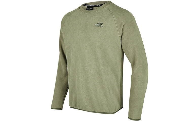Skechers Solid Knit Fleece Crewneck Pullover Sweatshirt - Vetiver Green P423M071-01DR
