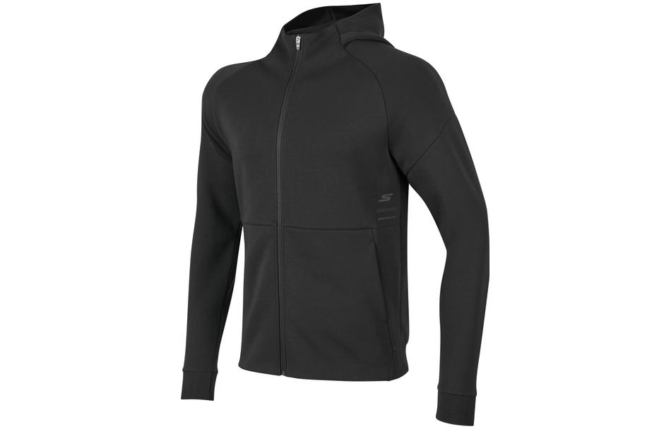 Skechers Solid Knit Hooded Sports Jacket Carbon Black P423M058-0018