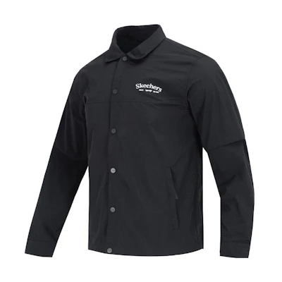 Skechers Solid Logo Print Collared Long Sleeve Jacket L223M028