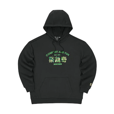 Skechers Solid Logo Print Pullover Fleece Hoodie Unisex L122U172