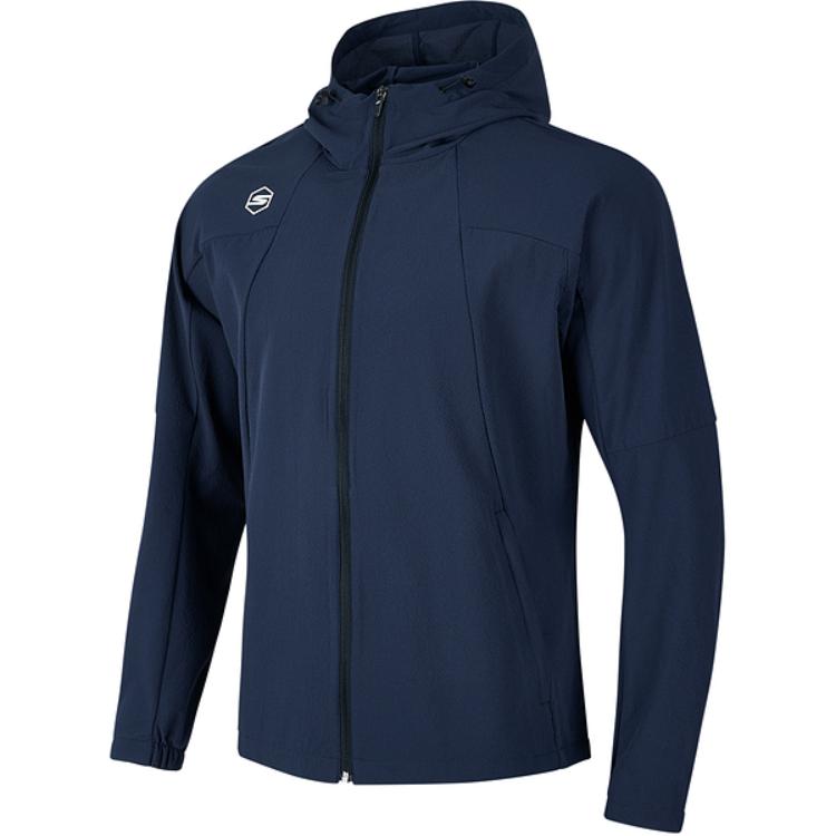 Skechers Solid Navy Hoodie Jacket with Logo and Zipper Design P324M001-02MZ