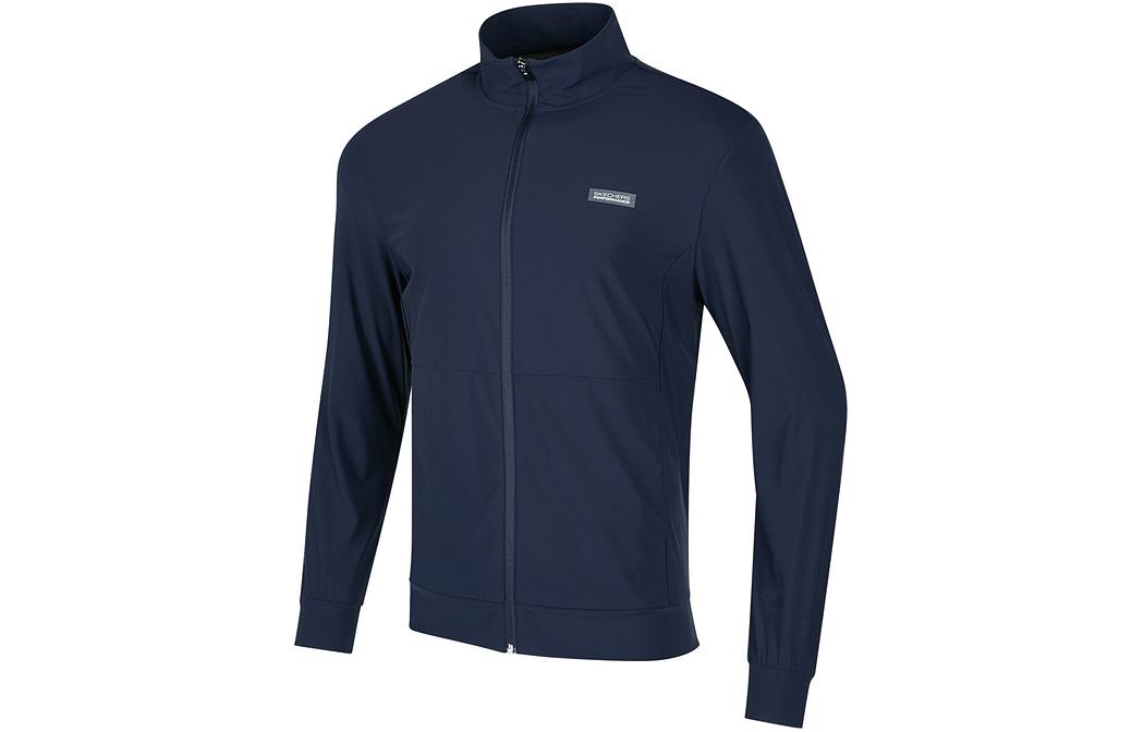 Skechers Solid Navy Zip-Up Casual Jacket with Stand Collar Long Sleeves P224M065-002Z