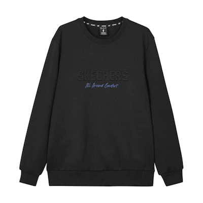 Skechers Sport Crewneck Pullover Fleece Sweatshirt Men Carbon Black L424M090-0018
