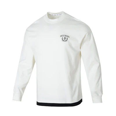 Skechers Sports Crewneck Letter Long Sleeve Sweatshirt Unisex White L324U111-0074