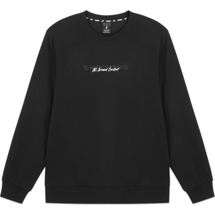 Skechers Sports Knit Breathable Crewneck Pullover Sweatshirt Carbon Black L424U101-0018