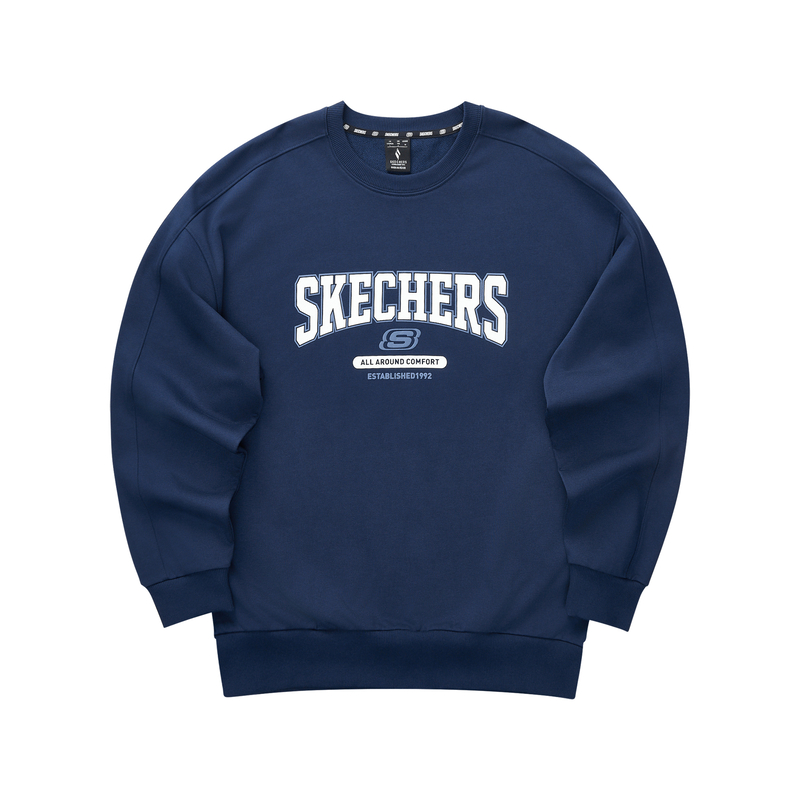 Skechers Sports Lifestyle Navy Blue Unisex Casual Comfort Crewneck Sweatshirt L324U100-00DU