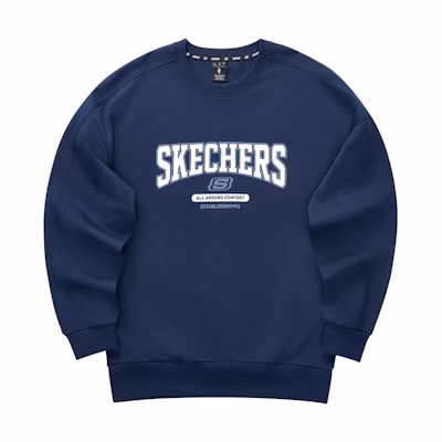 Skechers Sports Lifestyle Navy Blue Unisex Casual Comfort Crewneck Sweatshirt L324U100-00DU