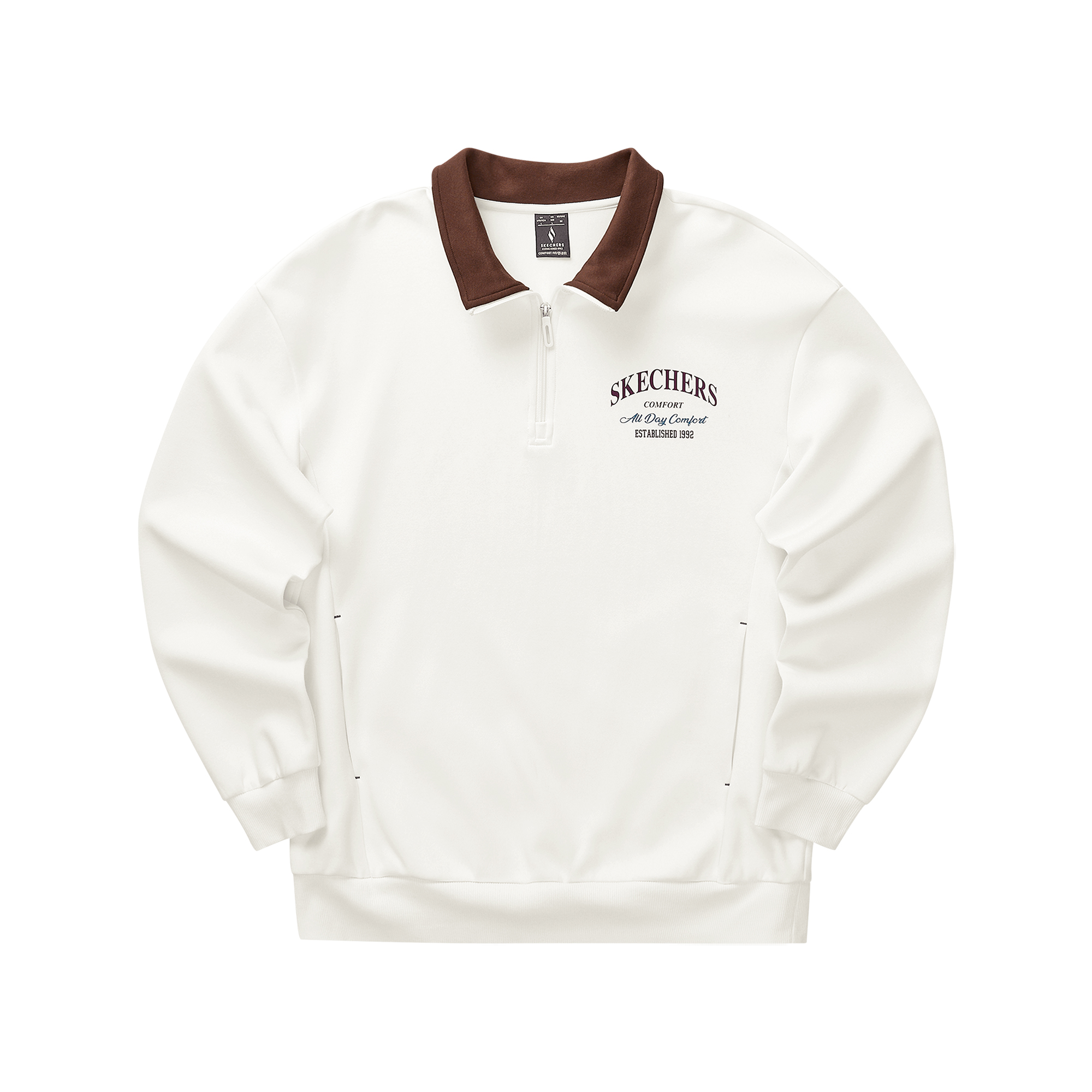 Skechers Sports Lifestyle Polo Knit Retro Loose Sweatshirt Cotton White Unisex L324U062-0074