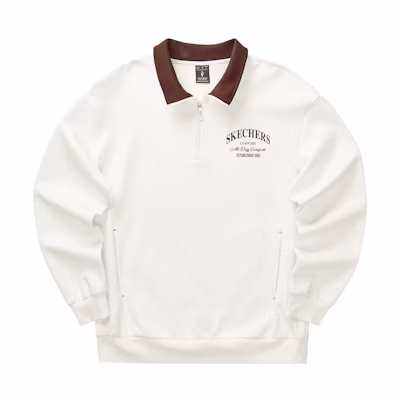 Skechers Sports Lifestyle Polo Knit Retro Loose Sweatshirt Cotton White Unisex L324U062-0074