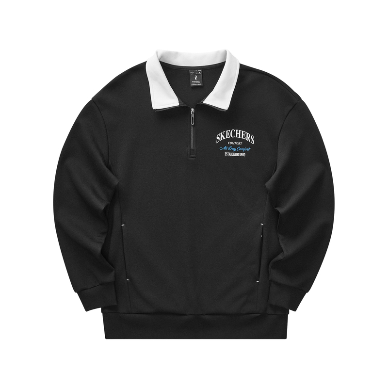 Skechers Sports Retro Loose Fit Pullover Polo Sweatshirt Unisex - Carbon Black L324U062-0018