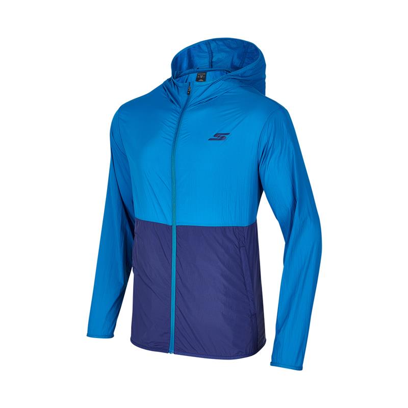 Skechers Sports Series Colorblock Logo Print Woven Hooded Jacket Deep Blue Men P221M056