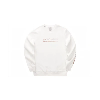 Skechers SS23 White Crewneck Pullover Letter Print Long Sleeve Sweatshirt P322M041