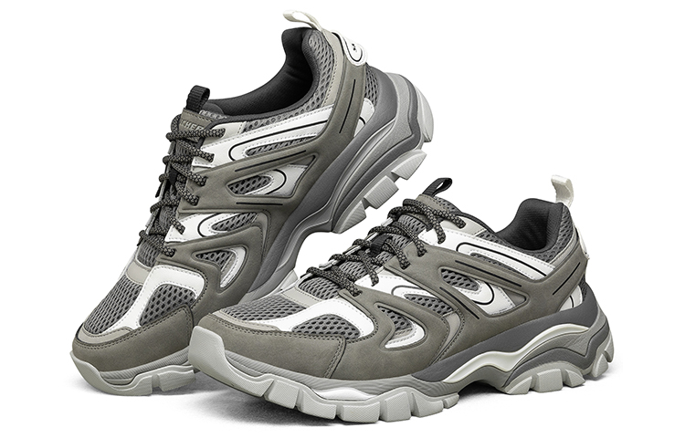 Lookbook Skechers Stak-Ultra Baskets Basses Running Gris/Blanc 66255-GYW