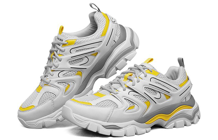 Lookbook Skechers Stak-Ultra Baskets Basses Running Gris/Jaune 66255-WYL