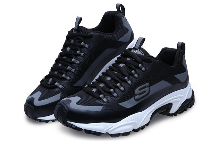 Lookbook Skechers男士耐力跑鞋 黑白灰 666030-BKGY