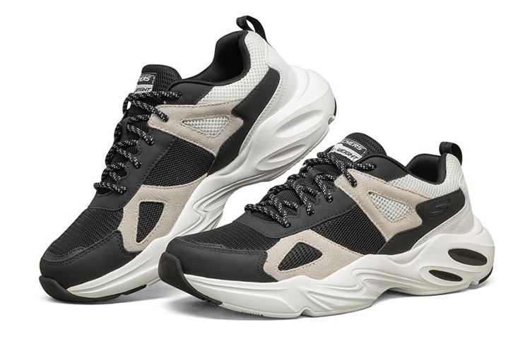 Lookbook Skechers Stamina Airy - Neurolock 防滑輕便 低筒老爹鞋 黑白