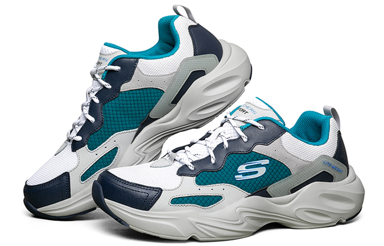 Lookbook Skechers Stamina Airy 減震防滑 低筒復古老爹鞋 白藍綠