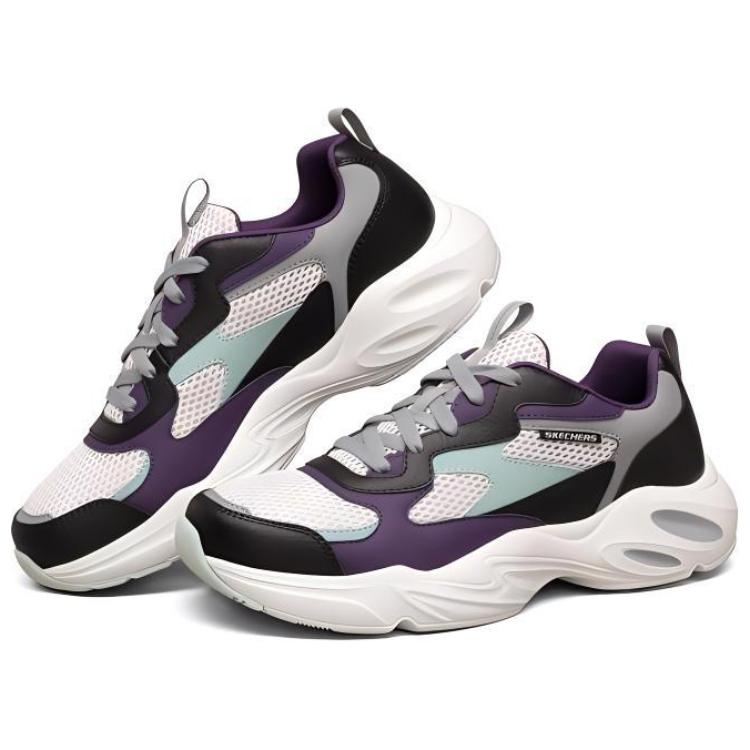Lookbook スケッチャーズ スタミナ エアリー 白/紫/黒 ランニングシューズ 894004-MULT
