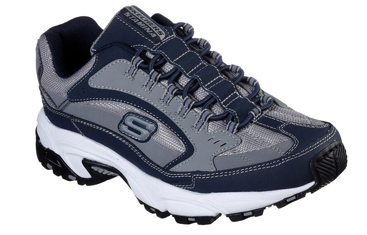 Lookbook Skechers Stamina Low-Top Running Shoes Blue/Grey 51919-NVGY
