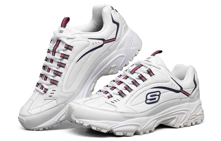 Lookbook Skechers Stamina Low-Top Running Shoes White/Blue/Red 51917-WNVR