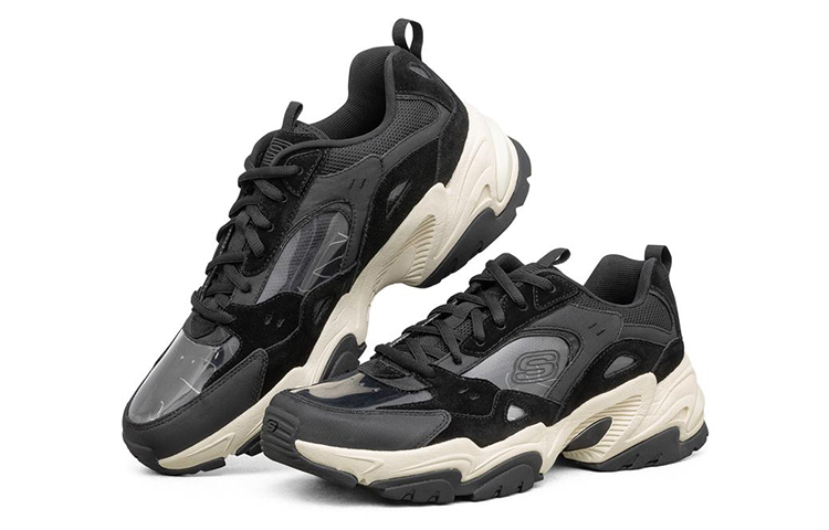 Lookbook Skechers Stamina V2 潮流戶外 低幫休閒老爹鞋 黑色
