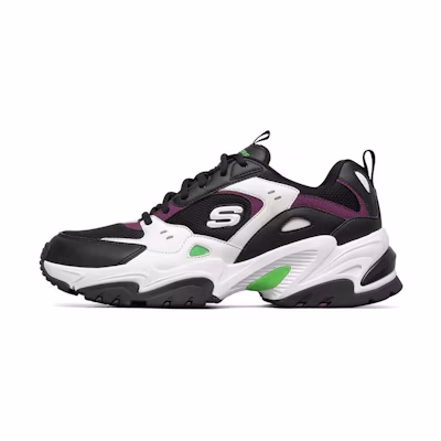 Skechers Stamina V2 Low Top Running Shoes Black/White/Green/Purple