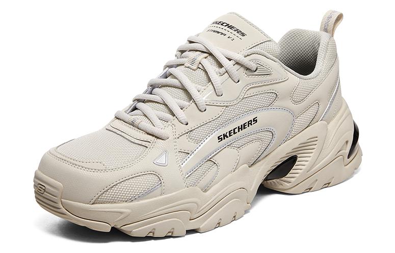 Lookbook Skechers Stamina V2 機甲鞋二代 回彈增高 低筒 跑步鞋 男款 米色