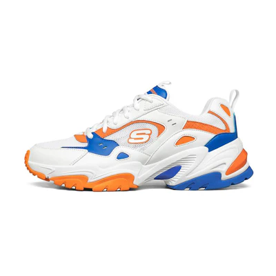 Skechers Stamina v2 Low Top Running Shoes White/Orange/Blue