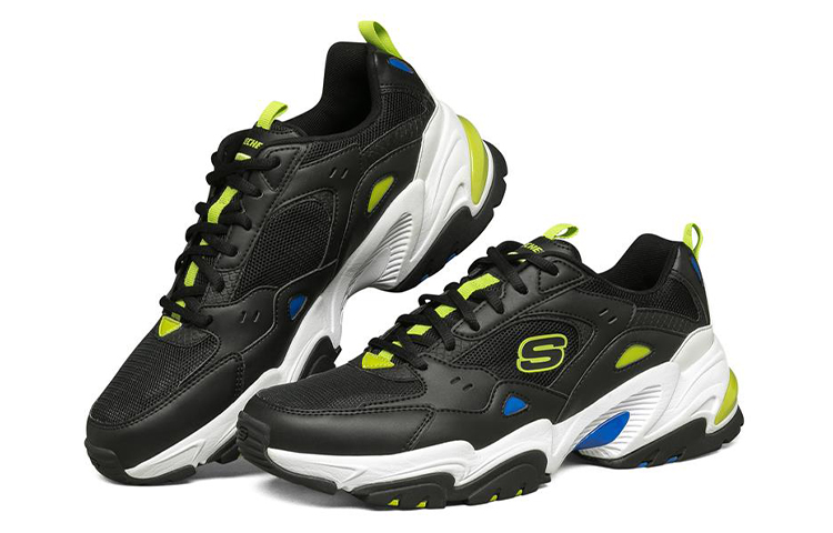 Lookbook Skechers Stamina v2 透氣耐磨 低幫老爹鞋 黑黃藍
