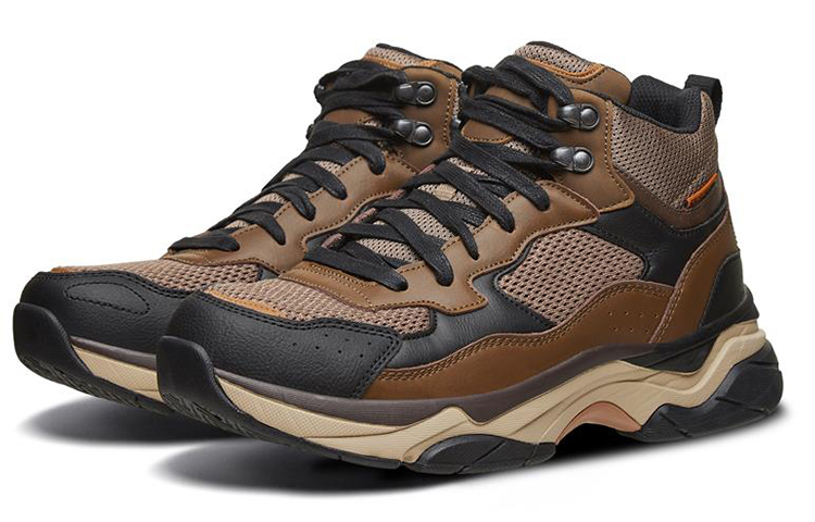 Lookbook Skechers Staxed 'Breathable Shock-Absorbing Mid-Top Outdoor Brown' 66205-BRN