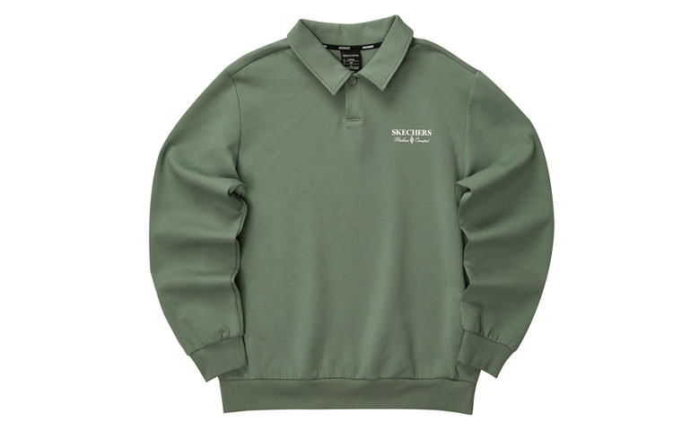 Skechers Teal Green Knit Pullover Sweatshirt Polo 雅钻 Series L323M058-035Z