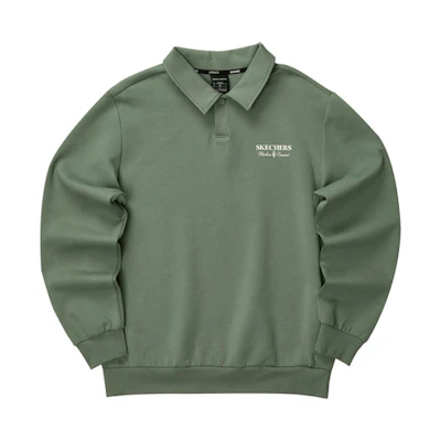 Skechers Teal Green Knit Pullover Sweatshirt Polo 雅钻 Series L323M058-035Z