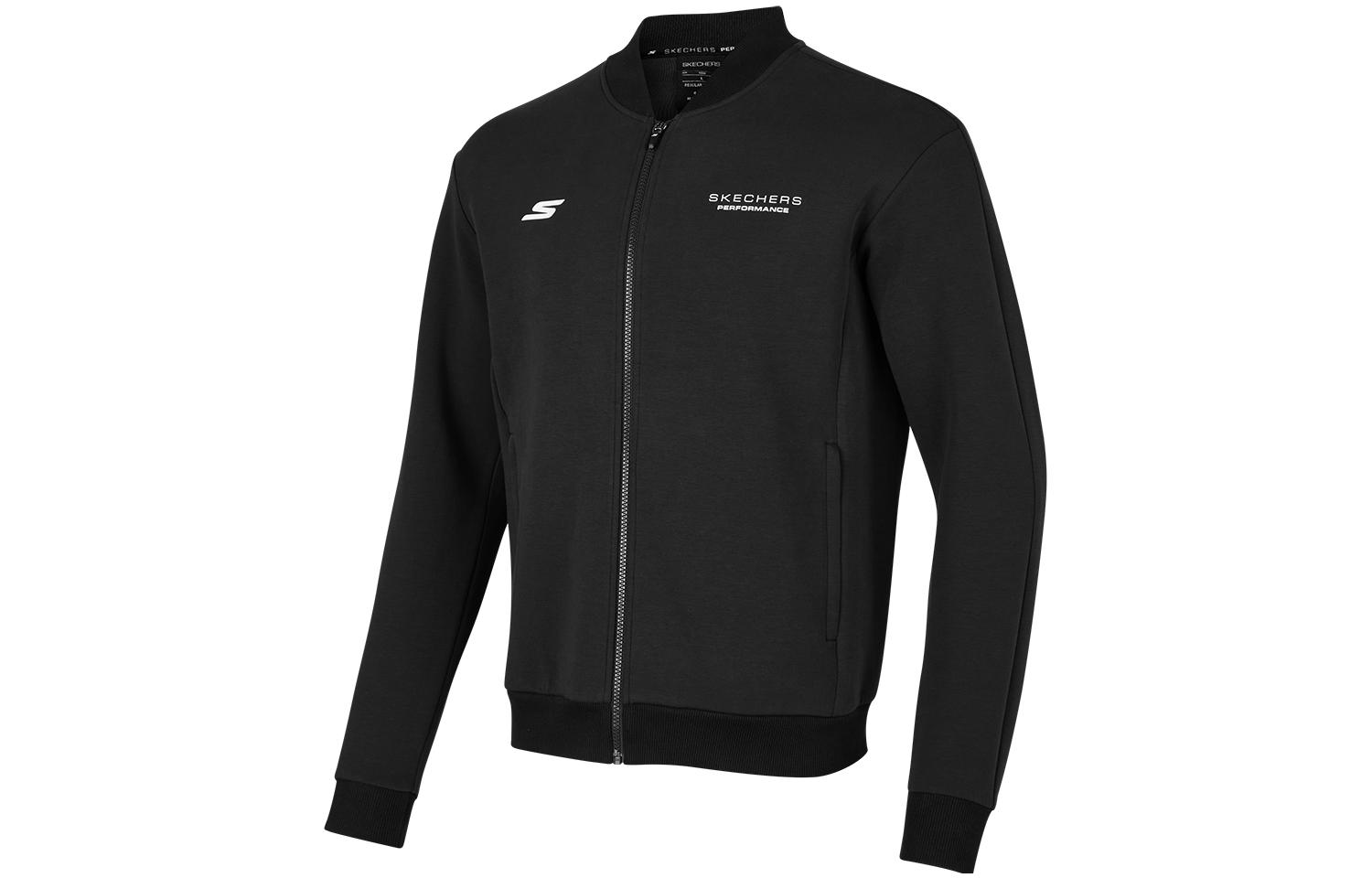 Skechers Training/Running Zip-Up Letter Print Jacket in Carbon Black P423M096-0018
