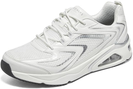 Skechers Tres-Air 白銀 減震耐磨 低筒 運動休閒鞋 男款 白 Lookbook Skechers Tres-Air 白銀 減震耐磨 低筒 運動休閒鞋 男款 白