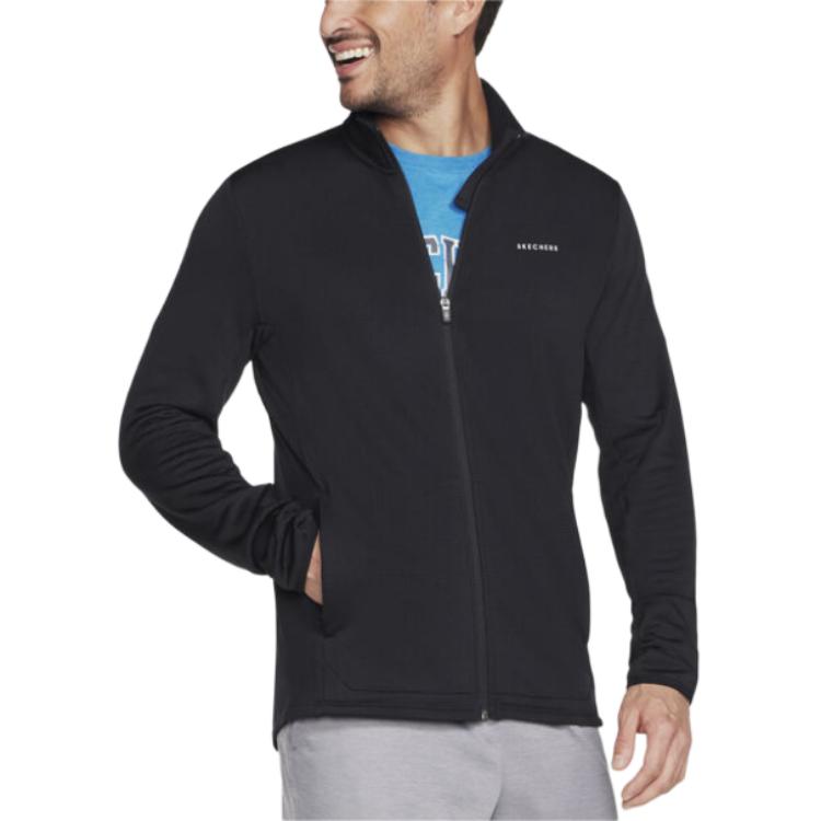 Skechers ULTRA GO Thermal Full Zip Jacket Black Long-Sleeve Casual Jacket JA28-BLK