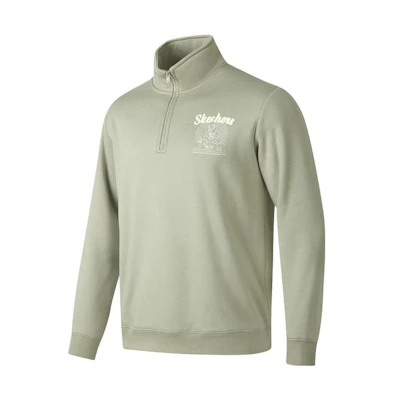Skechers Unisex Casual Letter Polo Half-Zip Long Sleeve Sweatshirt Herb Beige P423U015-02BV